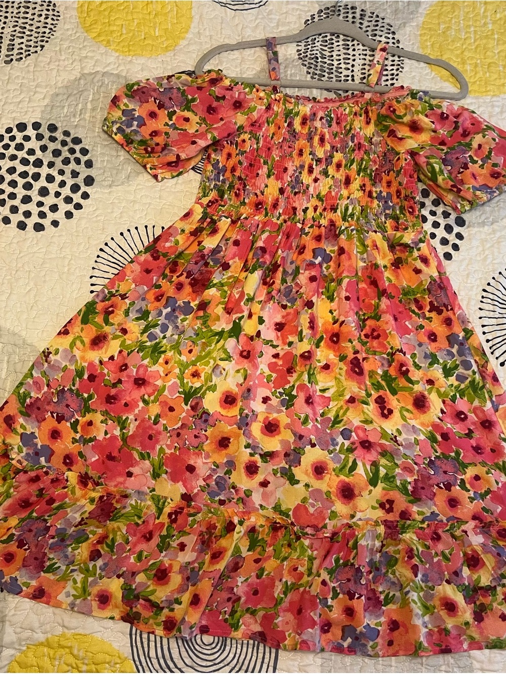 Place Pink Multi Floral Off-Shoulder Smocked Dress